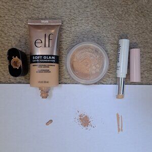 Tarte concealer, bareMinerals powder foundation, e.l.f. foundation